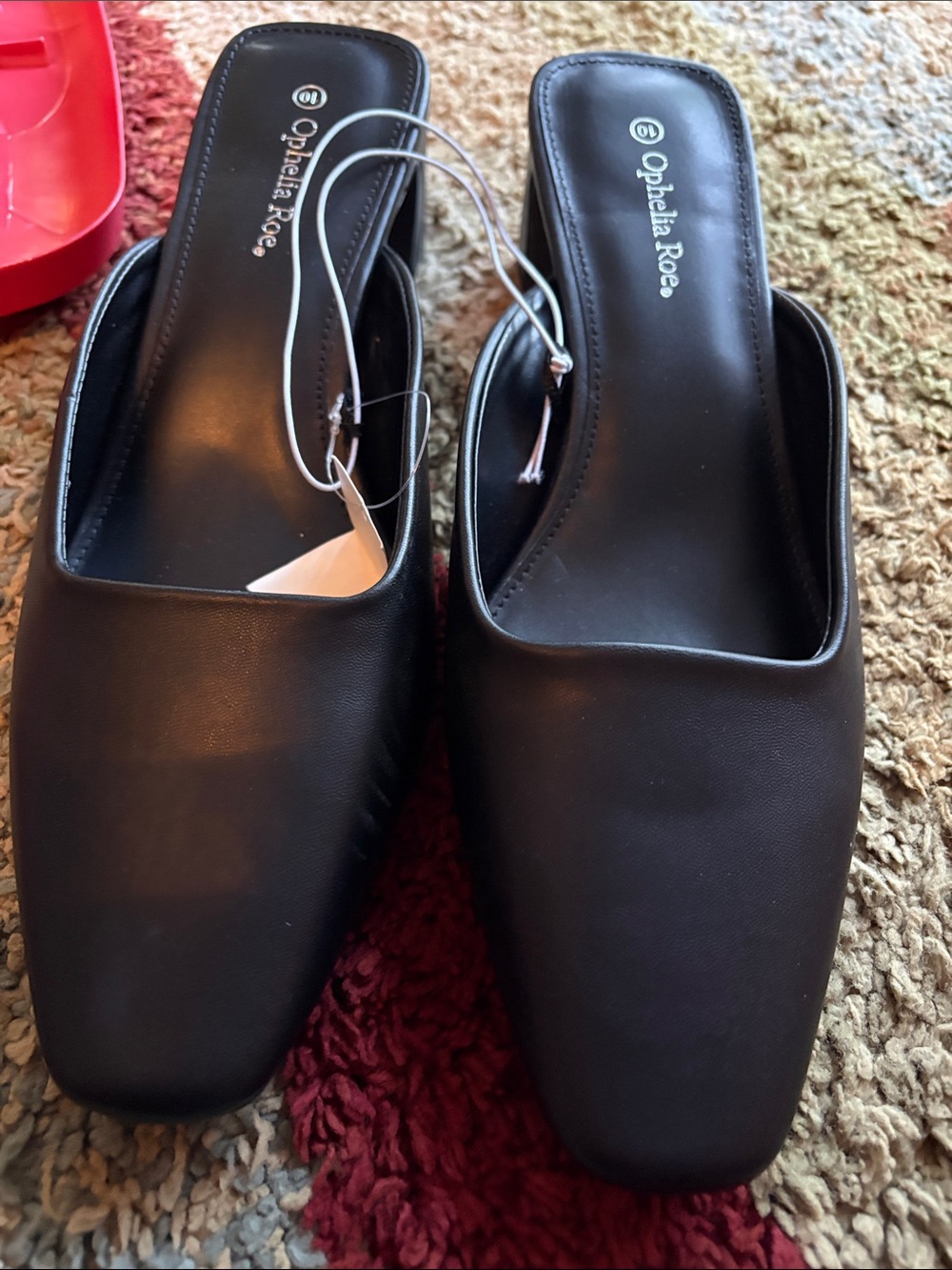 Ophelia Roe Black Square-Toe Slide Mules - Picture 4 of 5